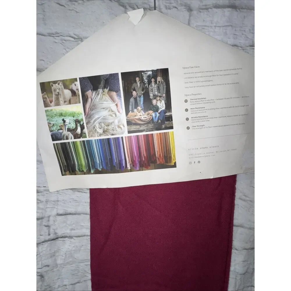 Alicia Adams 100% Baby Alpaca Burgundy Tassel Fringe Throw 51